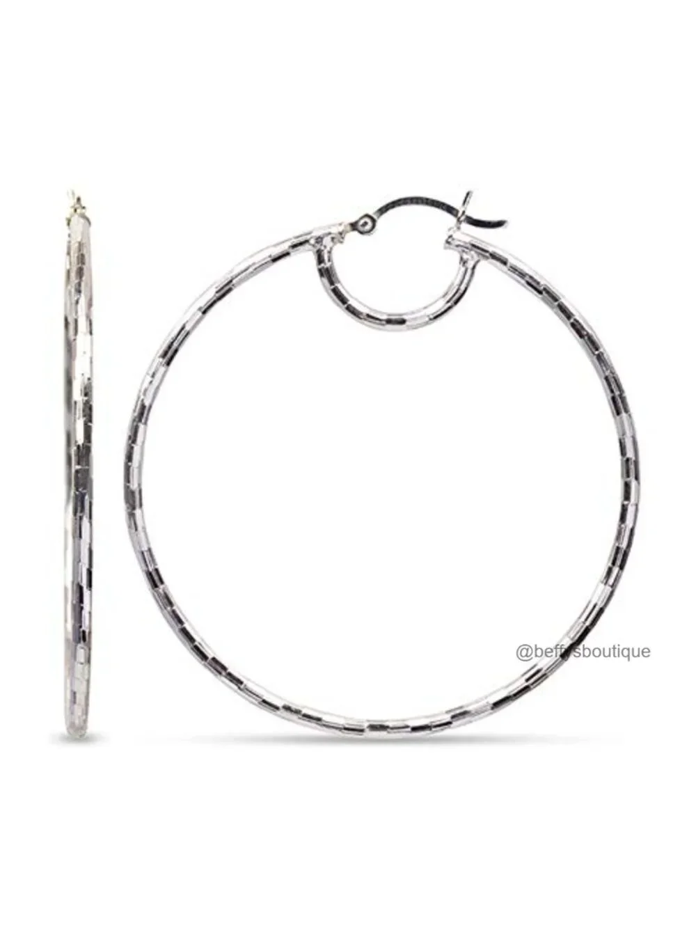925 Sterling Silver Oversized Hoop Earrings 2 Inch Lightweight Handmade